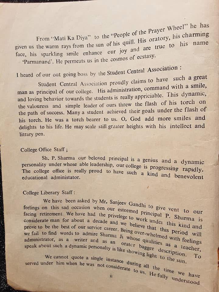 Campus voices page from The Bhagsu containing messages from the Student Central Association and staff.