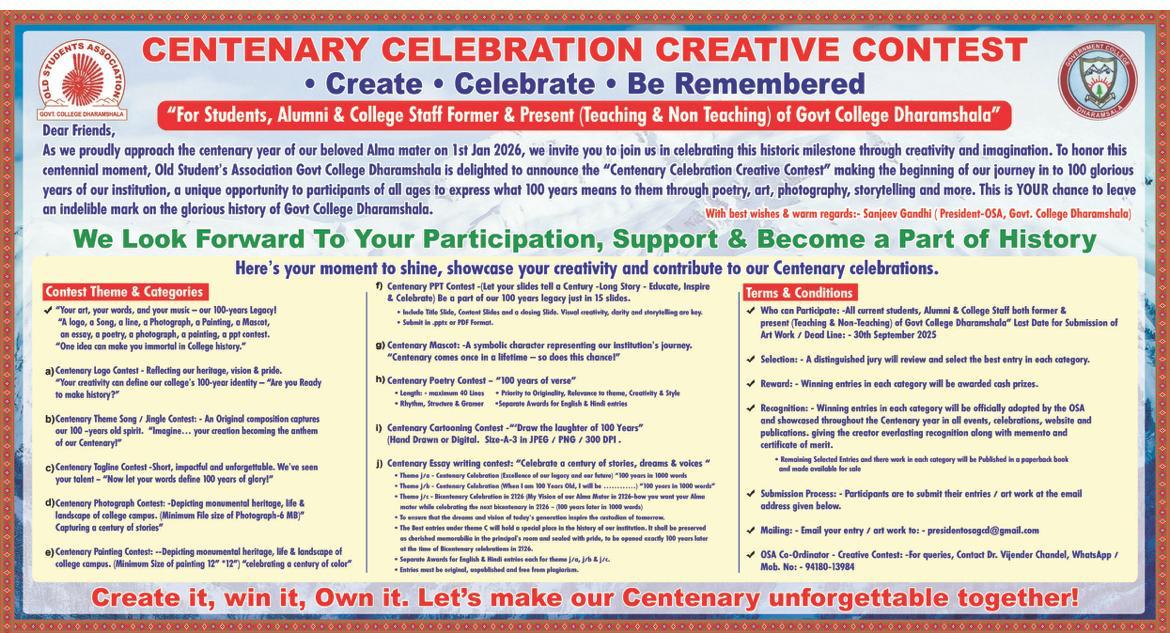 Centenary Celebrations 2026 banner